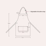 Tạp dề denim không tay, kiểu yếm, màu denim xanh, quần yếm bếp, kích thước 71x65cm