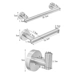 Bộ phụ kiện phòng tắm 3 trong 1 bằng thép không gỉ 304 mờ gồm thanh treo khăn, giá đựng giấy, móc, màu bạc, vàng, đen