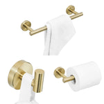 Bộ phụ kiện phòng tắm 3 trong 1 bằng thép không gỉ 304 mờ gồm thanh treo khăn, giá đựng giấy, móc, màu bạc, vàng, đen
