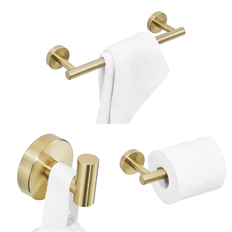 Bộ phụ kiện phòng tắm 3 trong 1 bằng thép không gỉ 304 mờ gồm thanh treo khăn, giá đựng giấy, móc, màu bạc, vàng, đen
