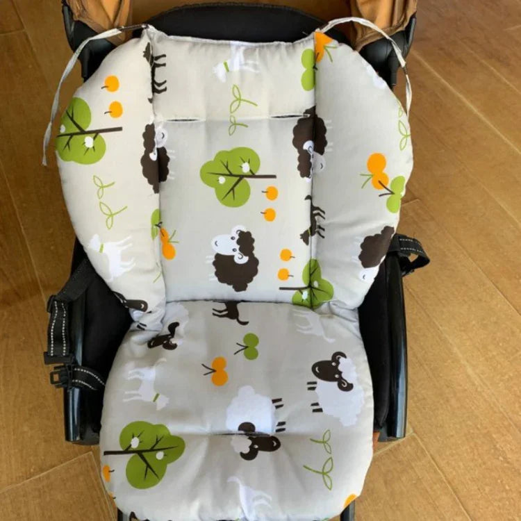 Đệm cotton xe đẩy em bé, đệm chống sốc đa năng, dày ấm cho ghế ăn trẻ sơ sinh mùa thu và đông, màu xanh động vật, xanh gấu, hồng gấu, xám cừu