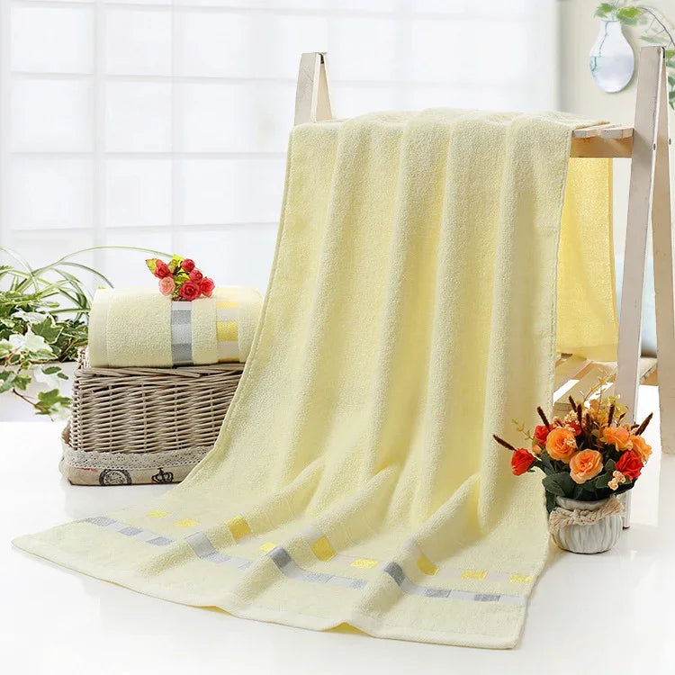 Khăn tắm vuông cotton trơn, bảo vệ môi trường tự nhiên, khăn tắm thêu, khăn gia đình