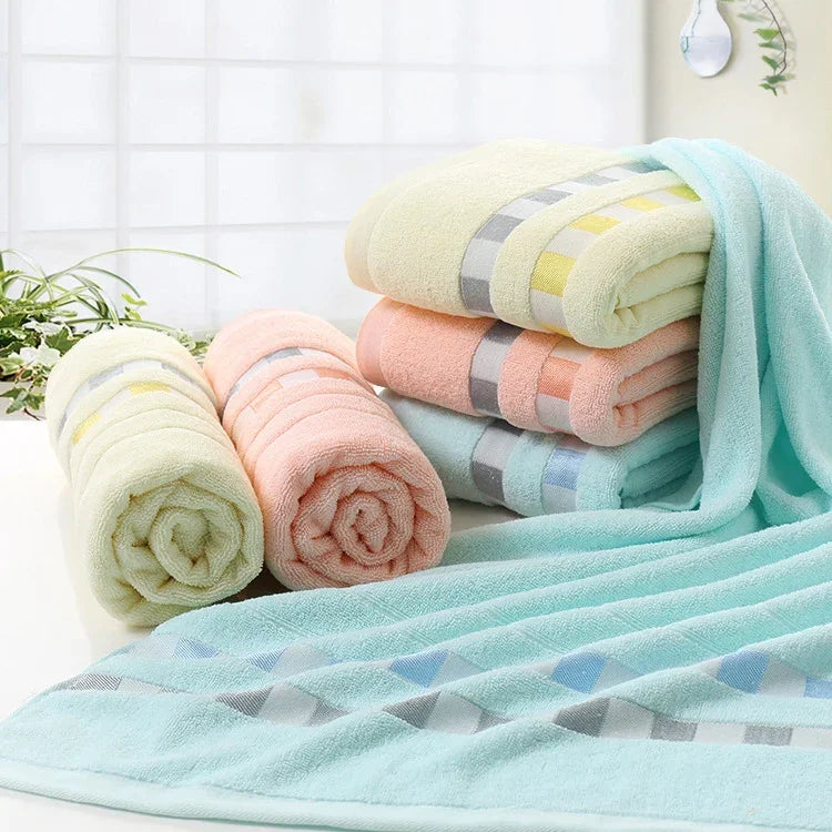 Khăn tắm vuông cotton trơn, bảo vệ môi trường tự nhiên, khăn tắm thêu, khăn gia đình