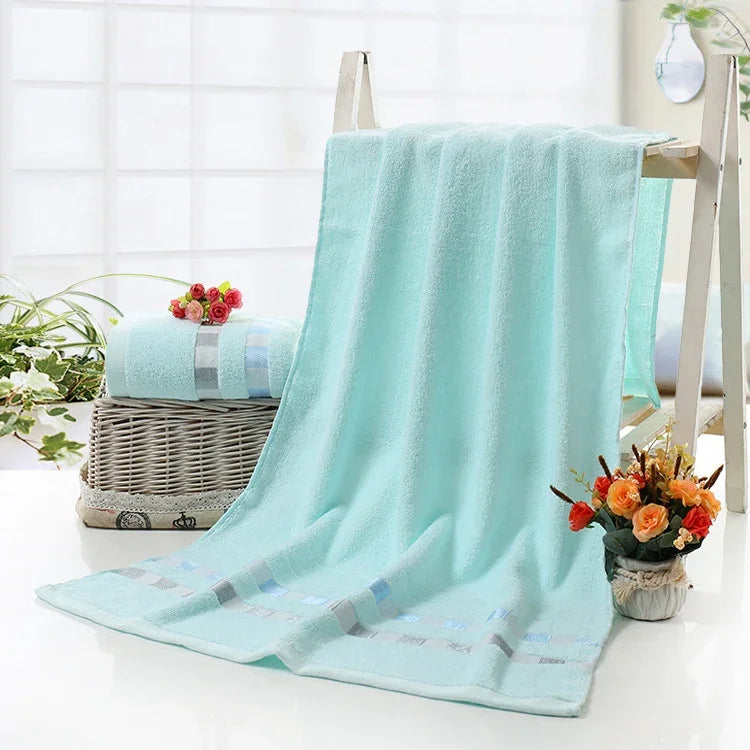 Khăn tắm vuông cotton trơn, bảo vệ môi trường tự nhiên, khăn tắm thêu, khăn gia đình