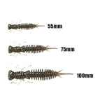 15 PCS 8-color Larvae Silicone Soft Bait Lure Bait, 55MM, 75MM, 100MM