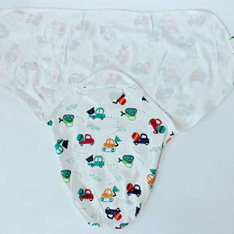 Bộ túi khăn tắm và túi ngủ cotton cho bé mùa xuân và mùa hè, mũ vải đan, S (50x70 CM), L (60x75 CM)