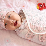 Bộ túi khăn tắm và túi ngủ cotton cho bé mùa xuân và mùa hè, mũ vải đan, S (50x70 CM), L (60x75 CM)