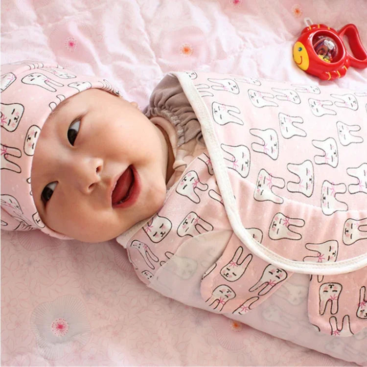 Bộ túi khăn tắm và túi ngủ cotton cho bé mùa xuân và mùa hè, mũ vải đan, S (50x70 CM), L (60x75 CM)