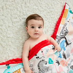 Chăn bông cotton hoạt hình cho bé, có thể giặt, dùng làm tấm phủ xe đẩy