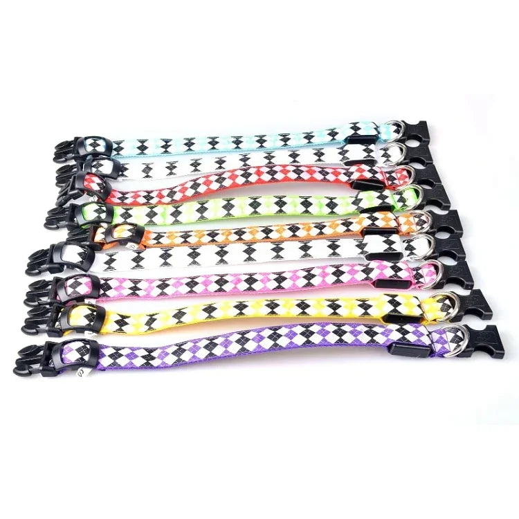 Dây dắt chó phát sáng LED sạc lại, họa tiết kẻ ca rô, vòng cổ cho chó nhỏ và trung bình, L, XL