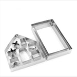 Khuôn bánh quy thép không gỉ 3D 10 trong 1 hình nhà bánh gừng Giáng Sinh, khuôn bánh gừng (10 trong 1)