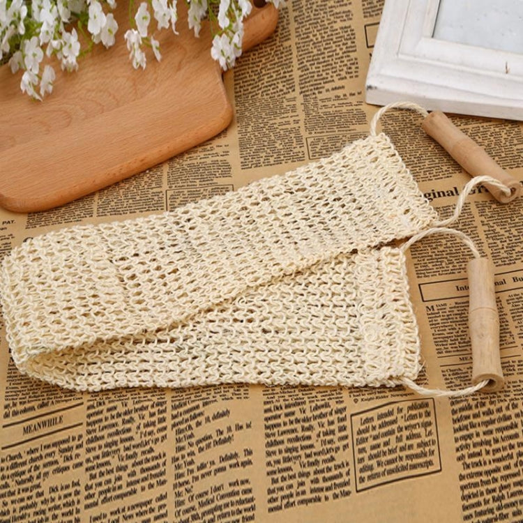 Khăn chà dài bằng sợi sisal tự nhiên có tay cầm, khăn lau tắm bằng sợi thực vật, khăn chà dài sisal