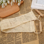 Khăn chà dài bằng sợi sisal tự nhiên có tay cầm, khăn lau tắm bằng sợi thực vật, khăn chà dài sisal