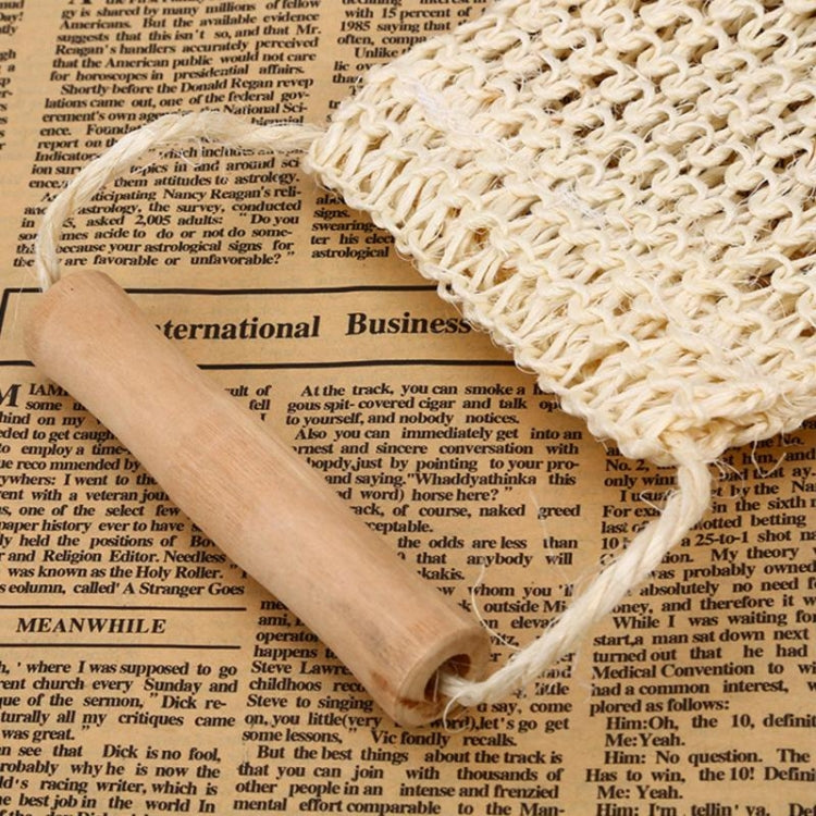 Khăn chà dài bằng sợi sisal tự nhiên có tay cầm, khăn lau tắm bằng sợi thực vật, khăn chà dài sisal