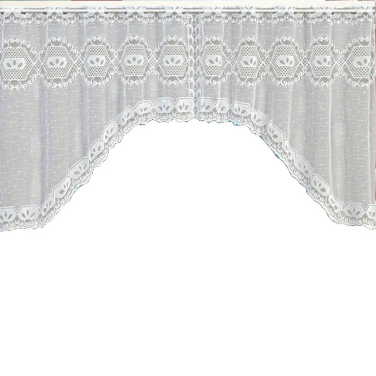 Rèm cà phê trắng trong suốt vải tuyn ren jacquard dệt kim xuyên thấu rèm phòng ngủ, rèm dưới, rèm trên, rèm trên và dưới