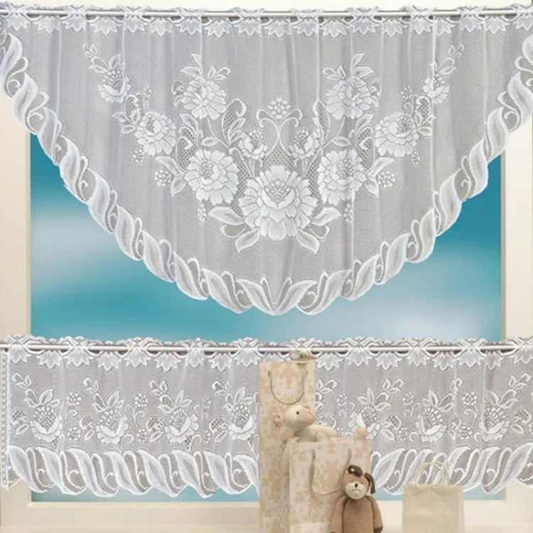 Rèm cà phê trắng trong suốt vải tuyn ren jacquard dệt kim xuyên thấu rèm phòng ngủ, rèm dưới, rèm trên, rèm trên và dưới