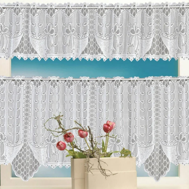 Rèm cà phê trắng trong suốt vải tuyn ren jacquard dệt kim xuyên thấu rèm phòng ngủ, rèm dưới, rèm trên, rèm trên và dưới
