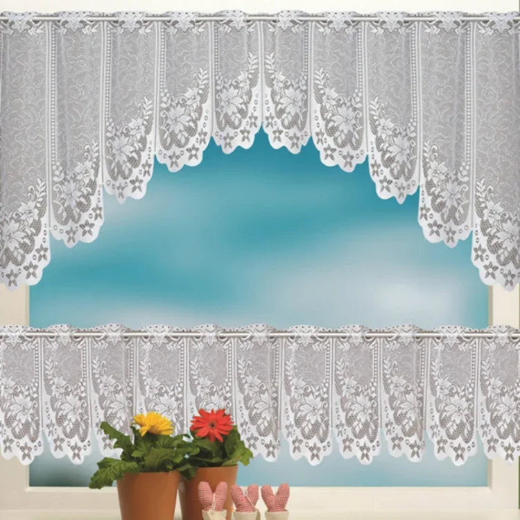 Rèm cà phê trắng trong suốt vải tuyn ren jacquard dệt kim xuyên thấu rèm phòng ngủ, rèm dưới, rèm trên, rèm trên và dưới