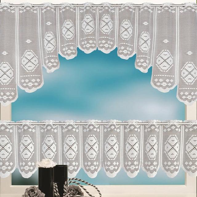 Rèm cà phê trắng trong suốt vải tuyn ren jacquard dệt kim xuyên thấu rèm phòng ngủ, rèm dưới, rèm trên, rèm trên và dưới