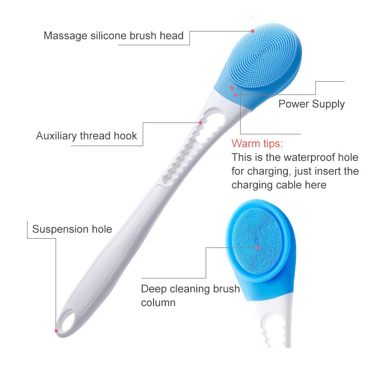 Bàn chải tắm massage spa điện điều chỉnh tự động, bàn chải tắm dài cán, kích thước 45.8cmx8.5cmx4cm