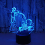 Đèn 3D máy xúc 3W điều khiển cảm ứng màu sắc đèn bàn nhỏ sáng tạo, công tắc cảm ứng đế đen, công tắc cảm ứng + điều khiển từ xa đế đen, công tắc cảm ứng đế nứt, công tắc cảm ứng + điều khiển từ xa đế nứt