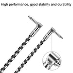 Cáp đàn guitar đầu cong 6.35mm lõi đồng không oxy hai lõi lớn TS, dài 0.15m, 0.3m, 0.5m, 1m, 1.5m, 2m, 3m, 5m, 8m, 10m