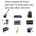 Cáp đàn guitar đầu cong 6.35mm lõi đồng không oxy hai lõi lớn TS, dài 0.15m, 0.3m, 0.5m, 1m, 1.5m, 2m, 3m, 5m, 8m, 10m