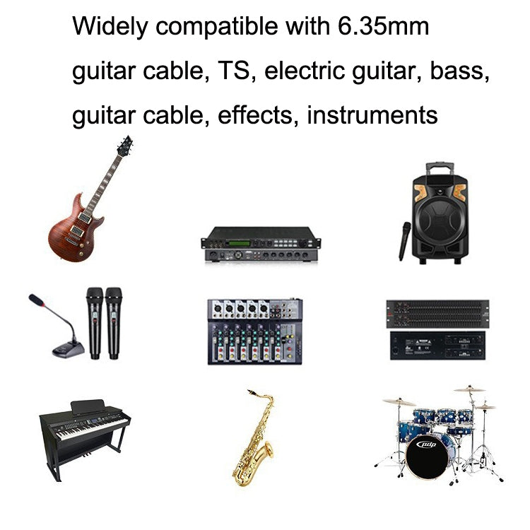 Cáp đàn guitar đầu cong 6.35mm lõi đồng không oxy hai lõi lớn TS, dài 0.15m, 0.3m, 0.5m, 1m, 1.5m, 2m, 3m, 5m, 8m, 10m