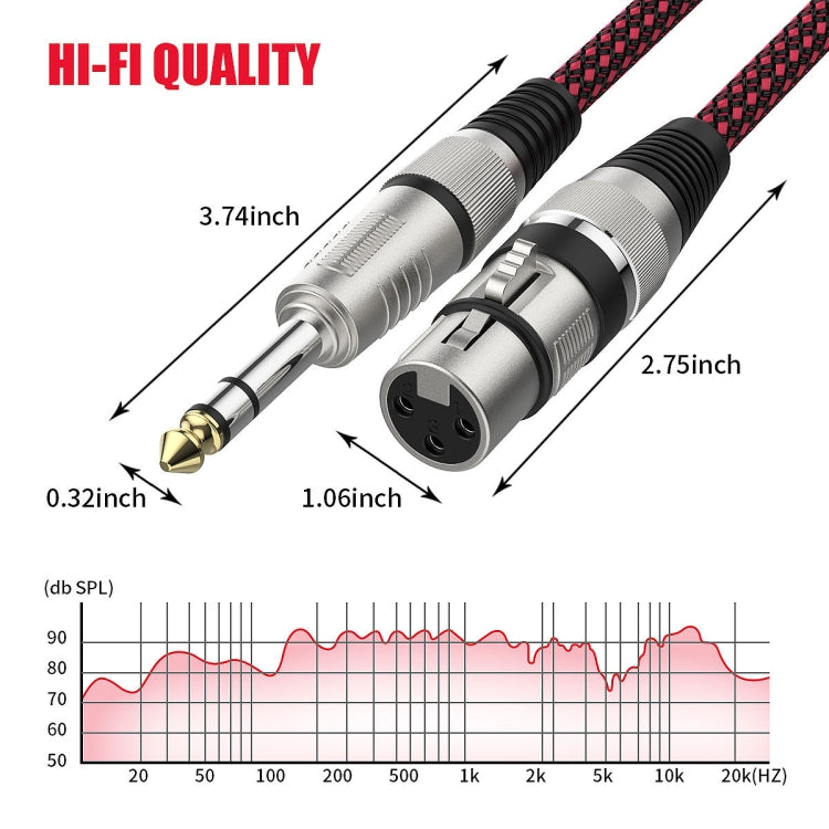 Cáp micro cân bằng TRS 6.35mm đực sang Caron cái màu đỏ và đen, dài 0.5m, 1m, 1.8m, 3m, 5m, 8m, 10m, 12m, 15m, 20m, 25m, 30m