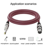 Cáp micro cân bằng TRS 6.35mm đực sang Caron cái màu đỏ và đen, dài 0.5m, 1m, 1.8m, 3m, 5m, 8m, 10m, 12m, 15m, 20m, 25m, 30m
