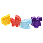 Khuôn bánh quy 3D bộ sưu tập em bé 4 trong 1, dụng cụ ép fondant, giao màu ngẫu nhiên, bộ 4 trong 1 3D em bé