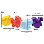 Khuôn bánh quy 3D bộ sưu tập em bé 4 trong 1, dụng cụ ép fondant, giao màu ngẫu nhiên, bộ 4 trong 1 3D em bé