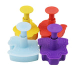 Khuôn bánh quy 3D bộ sưu tập em bé 4 trong 1, dụng cụ ép fondant, giao màu ngẫu nhiên, bộ 4 trong 1 3D em bé