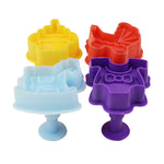 Khuôn bánh quy 3D bộ sưu tập em bé 4 trong 1, dụng cụ ép fondant, giao màu ngẫu nhiên, bộ 4 trong 1 3D em bé