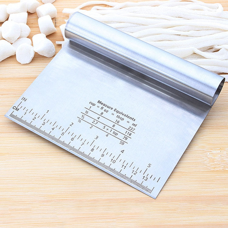 Dụng cụ cắt mì bằng thép không gỉ bền có thang đo, dụng cụ làm bánh, cắt mì (màu bạc)