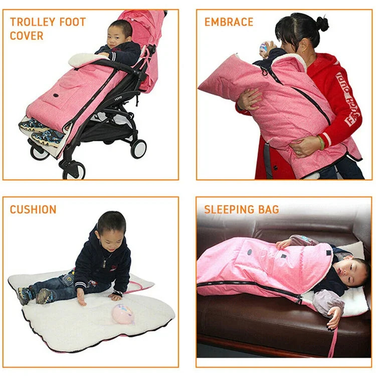 Túi ngủ xe đẩy cho bé mùa thu và đông, chống gió, giữ ấm, bao chân xe đẩy cho bé