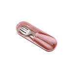 Bộ 3 món thìa và dĩa bằng thép không gỉ 304, hộp đựng, bộ đồ ăn dễ thương cho bé mẫu giáo