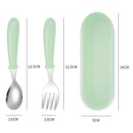 Bộ 3 món thìa và dĩa bằng thép không gỉ 304, hộp đựng, bộ đồ ăn dễ thương cho bé mẫu giáo