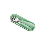 Bộ 3 món thìa và dĩa bằng thép không gỉ 304, hộp đựng, bộ đồ ăn dễ thương cho bé mẫu giáo