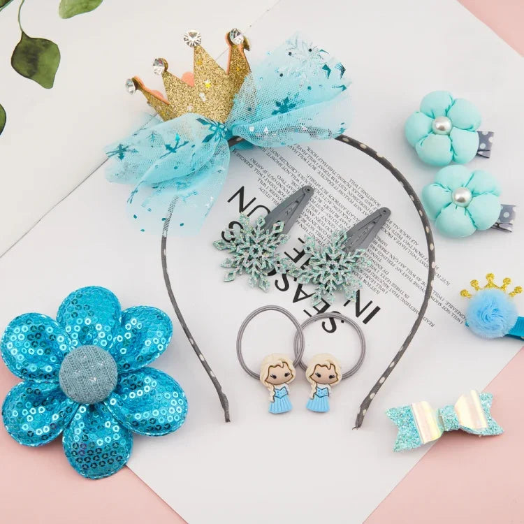 Phụ kiện tóc dễ thương cho bé gái Bộ phụ kiện tóc băng đô vương miện nơ lưới