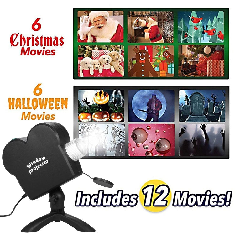 Máy chiếu laser mini cửa sổ Giáng sinh Halloween, máy chiếu rạp hát tại nhà, phích cắm US, phích cắm UK, phích cắm AU