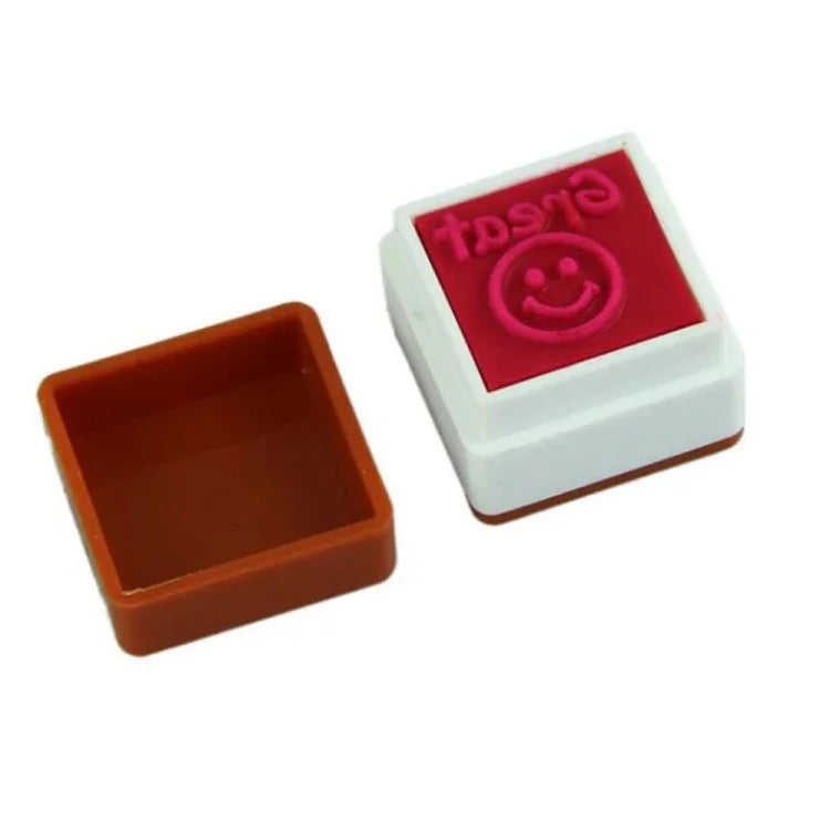 24 cái / hộp Con dấu vuông nhựa hoạt hình nhận xét của giáo viên, con dấu màu sắc, đồ chơi con dấu cho trẻ em, con dấu vuông