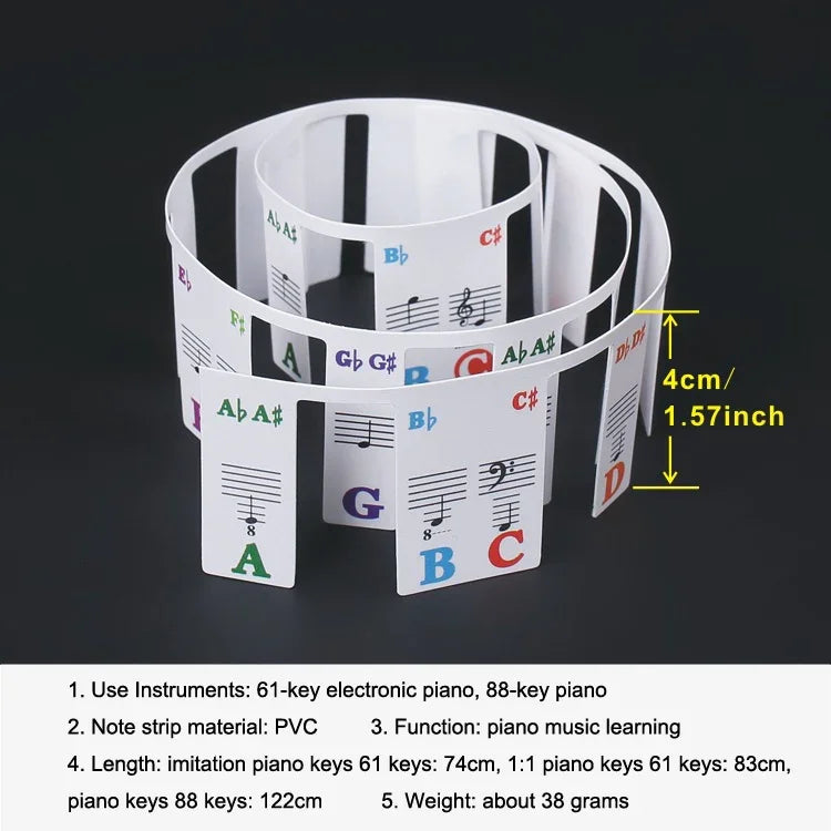 Sticker Màu Bàn Phím Piano Cho Trẻ Em Mới Bắt Đầu, Mô Phỏng Phím Piano 61 Phím, Phím Piano 61 phím
