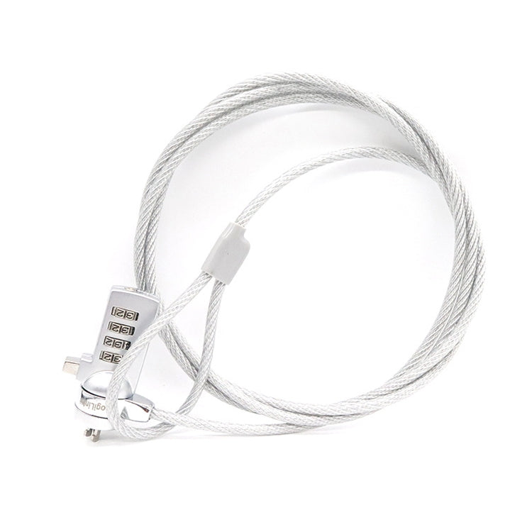 Khóa máy tính bốn số, khóa mật khẩu chống trộm đa năng cho sổ tay, đường kính 3,5 mm, dài 1,2 m
