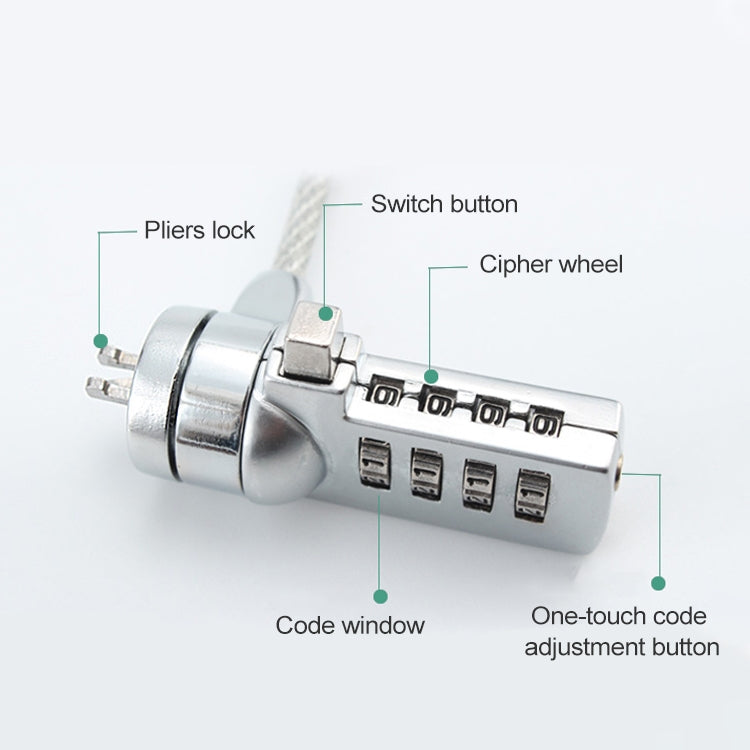 Khóa máy tính bốn số, khóa mật khẩu chống trộm đa năng cho sổ tay, đường kính 3,5 mm, dài 1,2 m