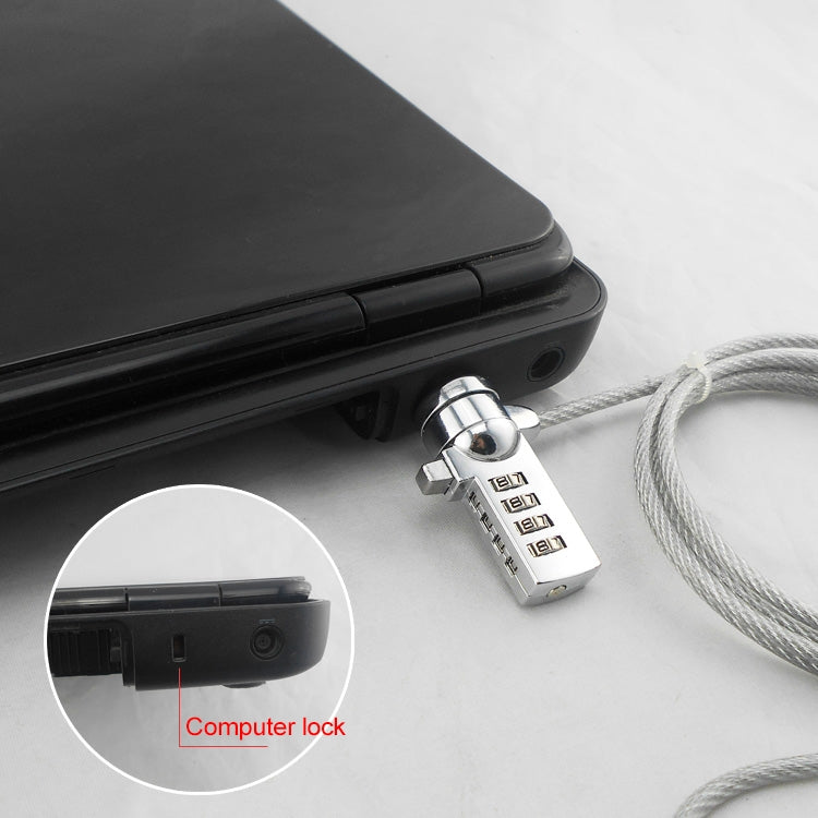 Khóa máy tính bốn số, khóa mật khẩu chống trộm đa năng cho sổ tay, đường kính 3,5 mm, dài 1,2 m