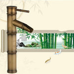 Chậu rửa phòng tắm cổ điển nóng lạnh bằng tre, vòi đồng, kiểu thác nước, các loại: gãy 2 nút, gãy 3 nút, sớm 2 nút, sớm 3 nút, khuỷu 2 nút, khuỷu 3 nút