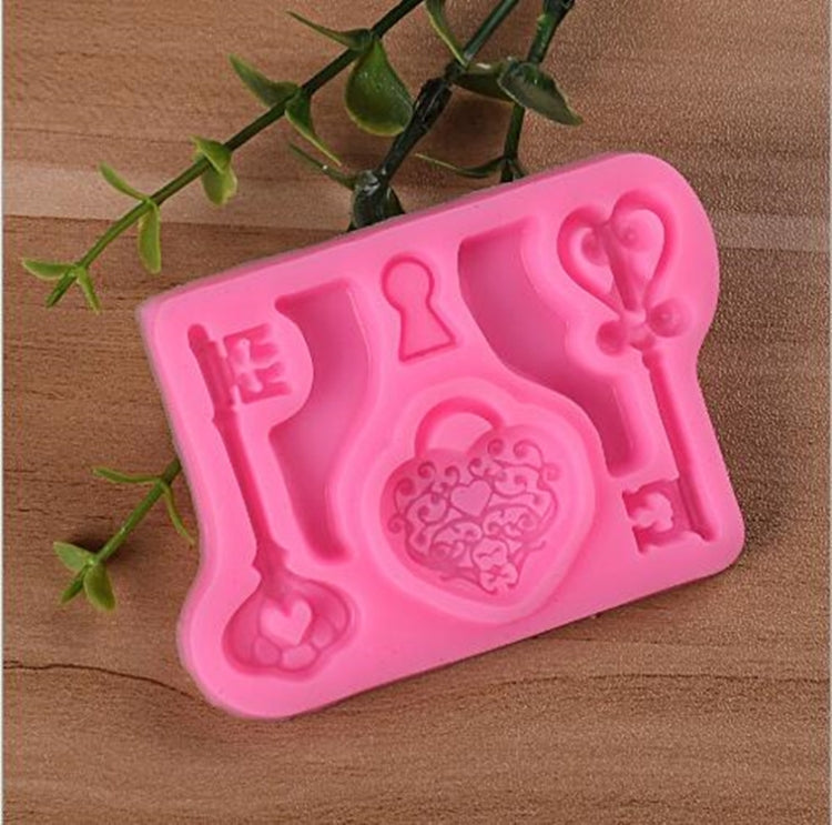 2 cái khuôn silicone hình chìa khóa khóa tình yêu thực phẩm, dụng cụ trang trí bánh nướng tự làm