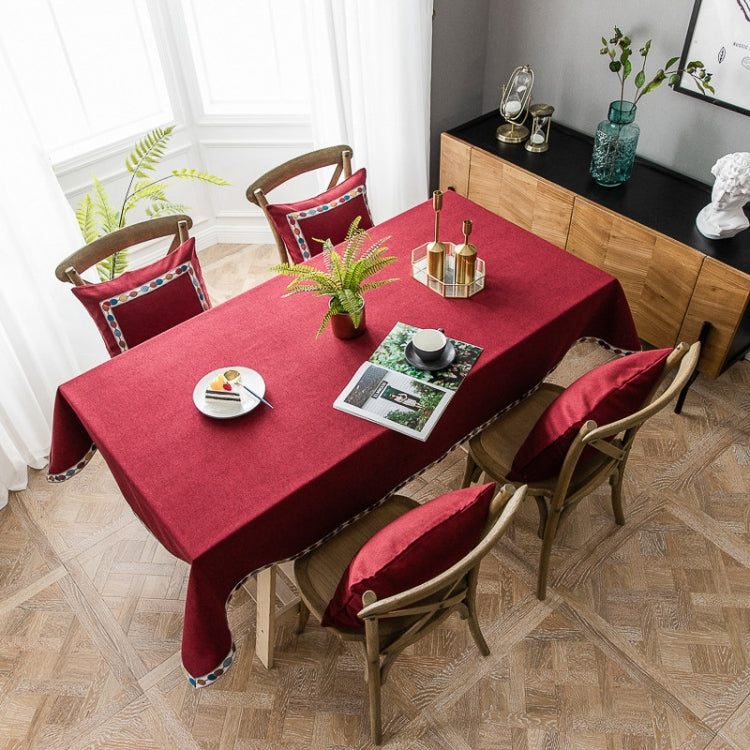 Khăn trải bàn chống thấm màu trơn vải lanh hình chữ nhật, 130x220cm, 130x240cm, 140x260cm, 130x300cm, 140x220cm, 140x240cm, 140x300cm