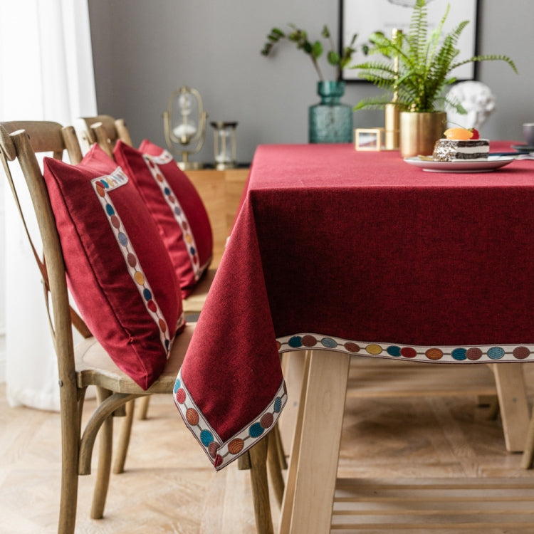 Khăn trải bàn chống thấm màu trơn vải lanh hình chữ nhật, 130x220cm, 130x240cm, 140x260cm, 130x300cm, 140x220cm, 140x240cm, 140x300cm
